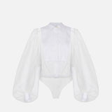 Camicia body in organza con plastron BC00846E2 360 ELISABETTA FRANCHI 