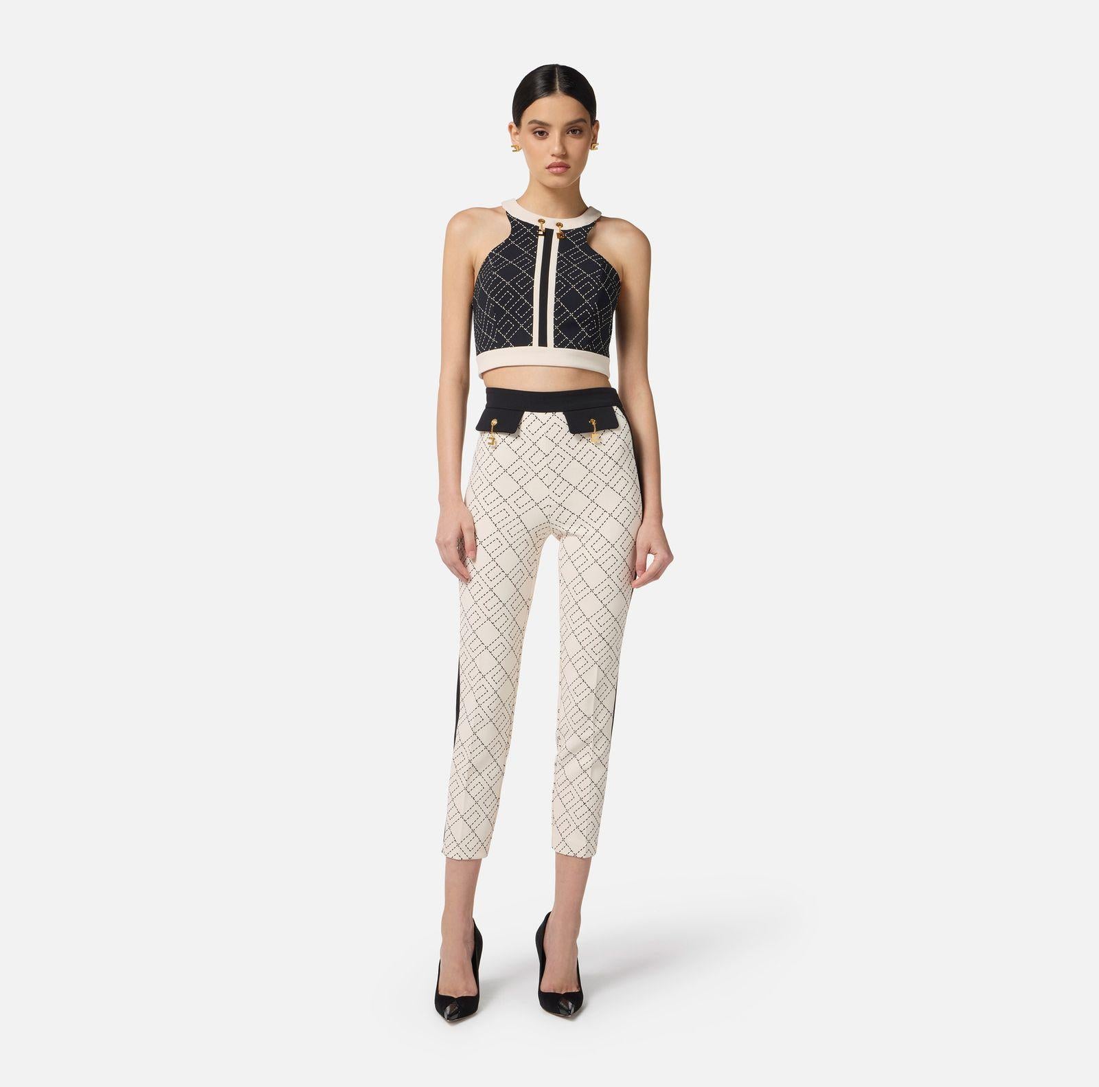Pantalone bi-color con stampa PAS0156E2 EF1 ELISABETTA FRANCHI 