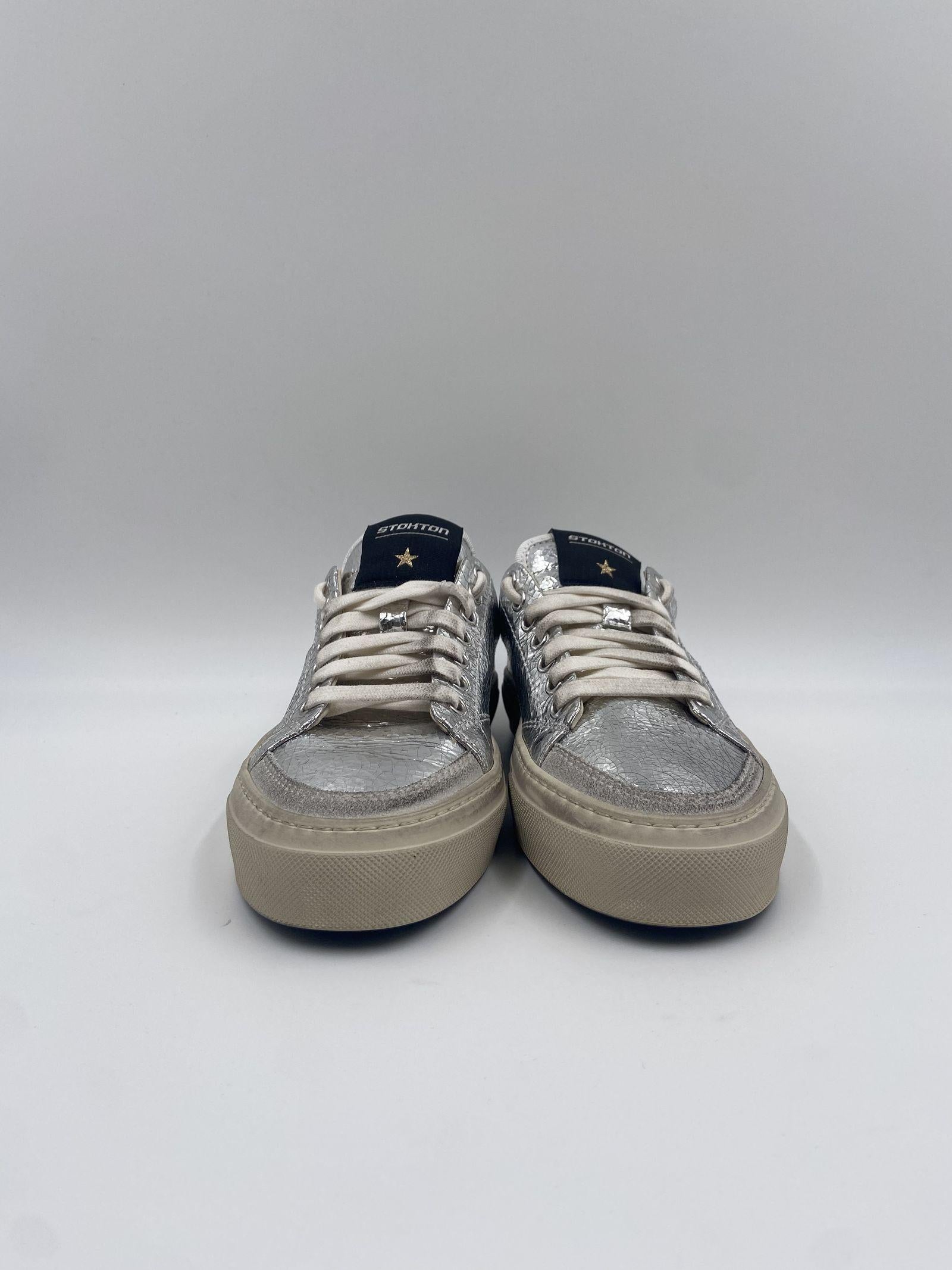 Sneakers Destroy effetto crack DESTROY-D ARGENTO STOCKTON 