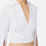 Camicia con drappeggio - Elisabetta Franchi CA07851E2 100 ELISABETTA FRANCHI 