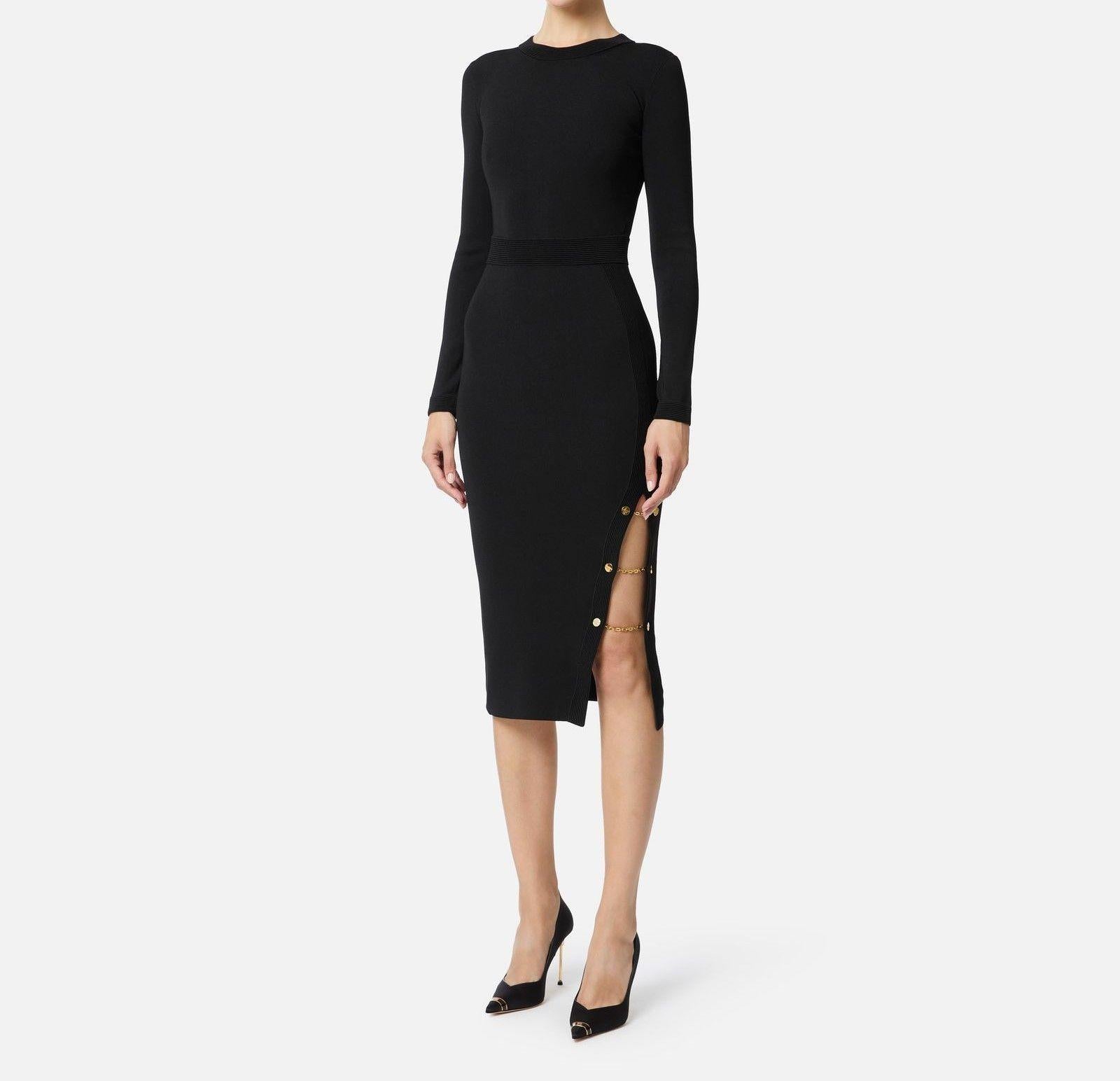Abito in maglia con gemelli gioiello - Elisabetta Franchi AM28S57E2 110 ELISABETTA FRANCHI 