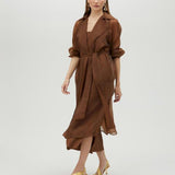 Trench lungo in organza con cintura