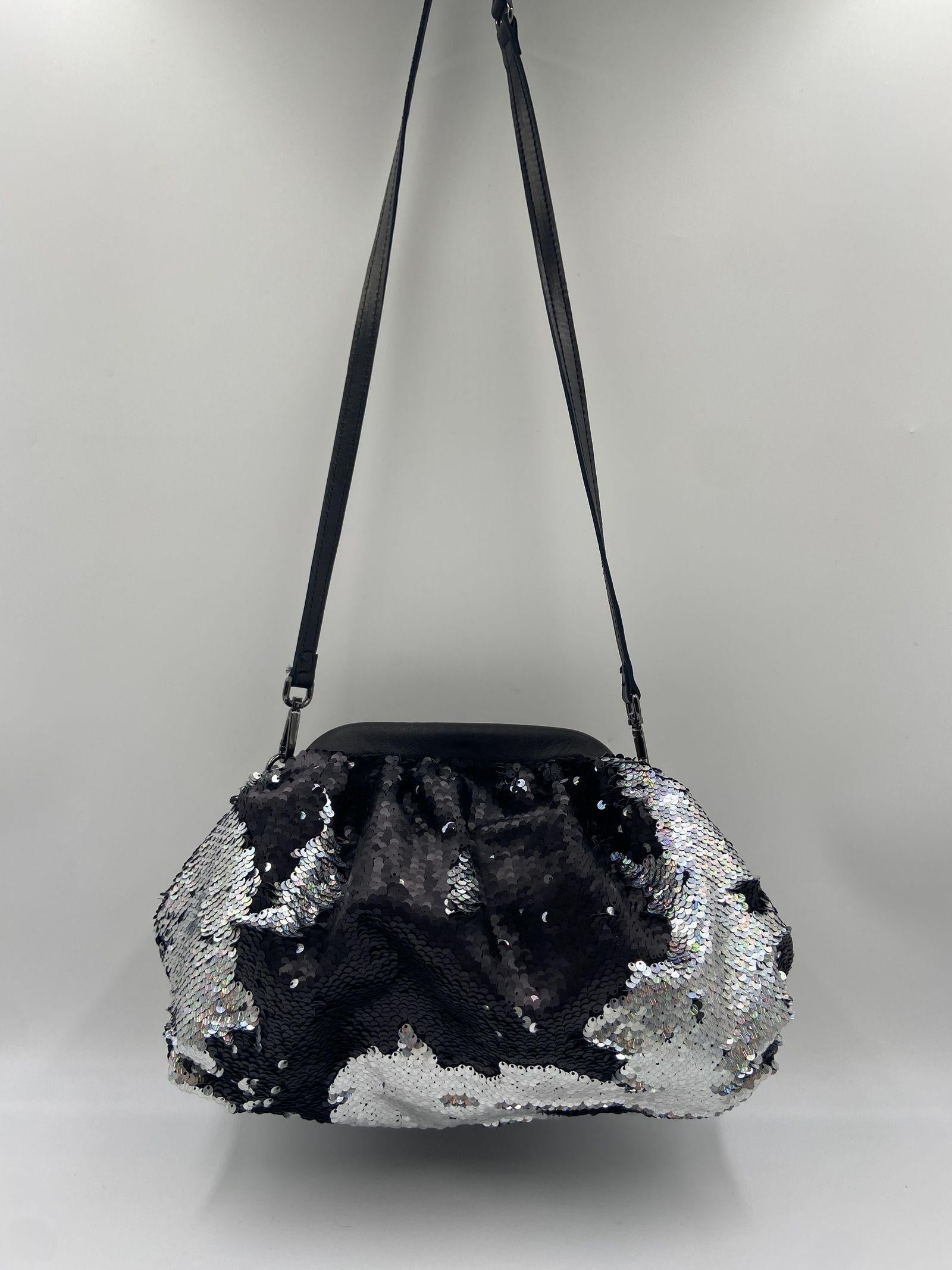 Borsa hobo paillettes argento nero - Ofelia AR027P ARGENTO OFELIA 