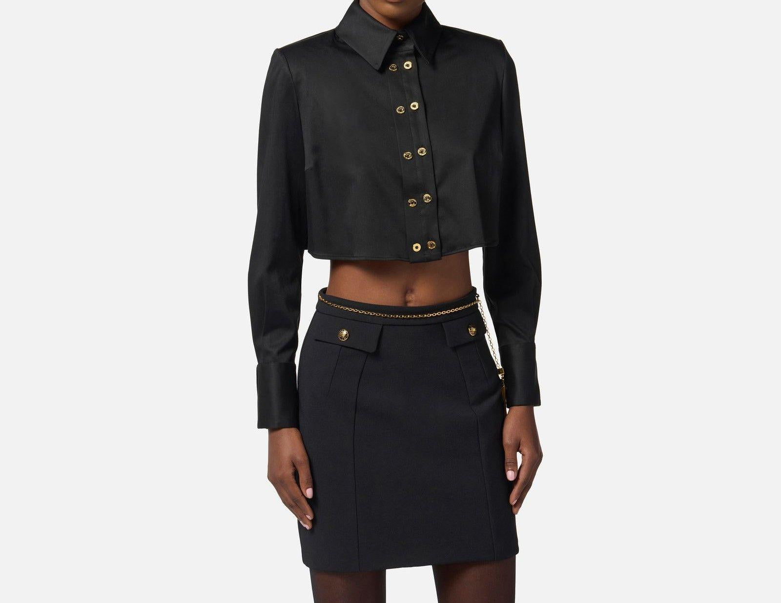Camicia cropped in raso - Elisabetta Franchi CA09756E2 110 ELISABETTA FRANCHI 