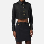 Camicia cropped in raso - Elisabetta Franchi CA09756E2 110 ELISABETTA FRANCHI 