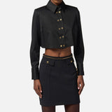 Camicia cropped in raso - Elisabetta Franchi CA09756E2 110 ELISABETTA FRANCHI 