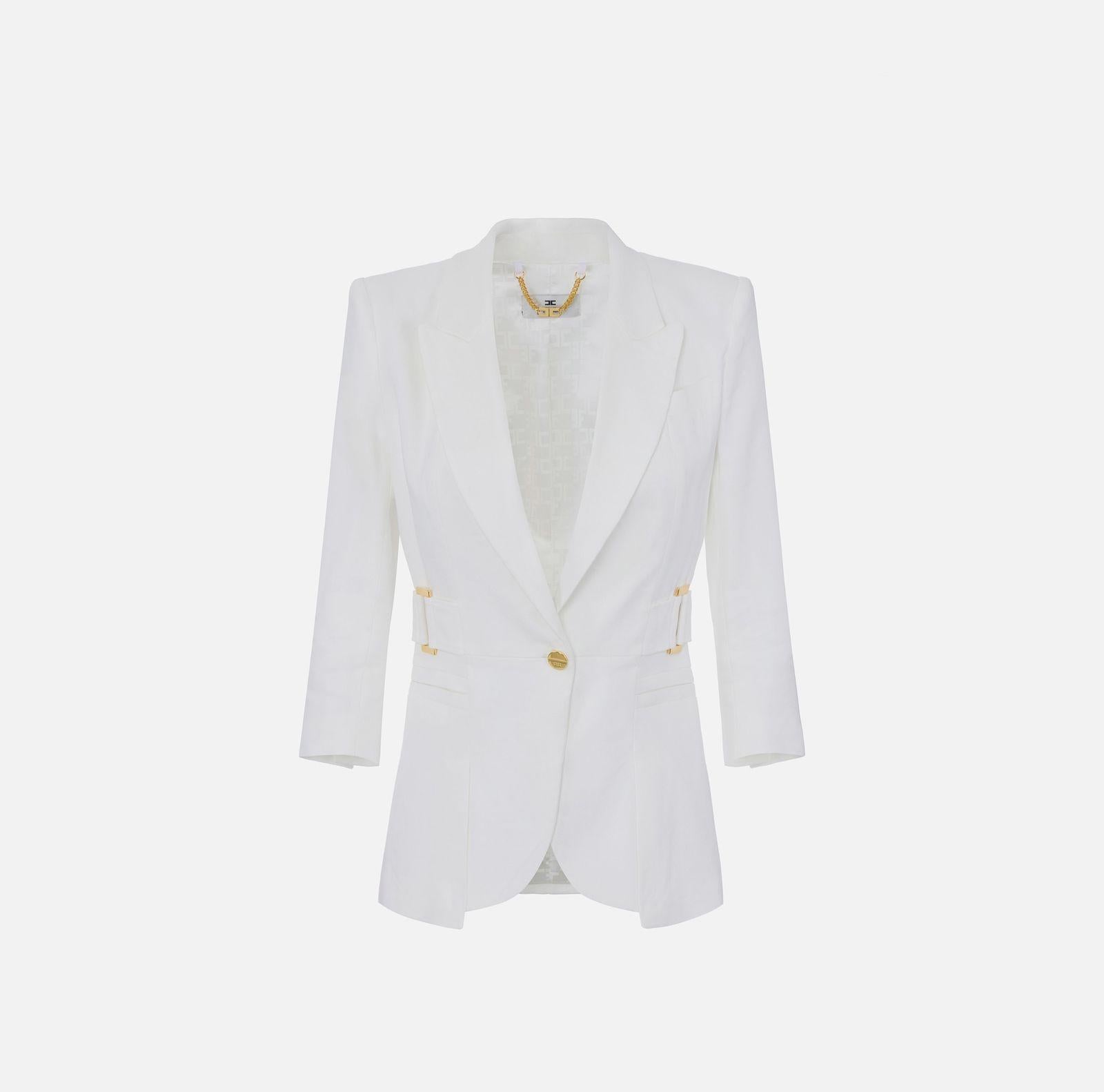 Giacca in misto lino - Elisabetta Franchi GI23662E2 360 ELISABETTA FRANCHI 