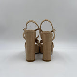 Sandalo con plateau in rafia H2316 BEIGE OFELIA 