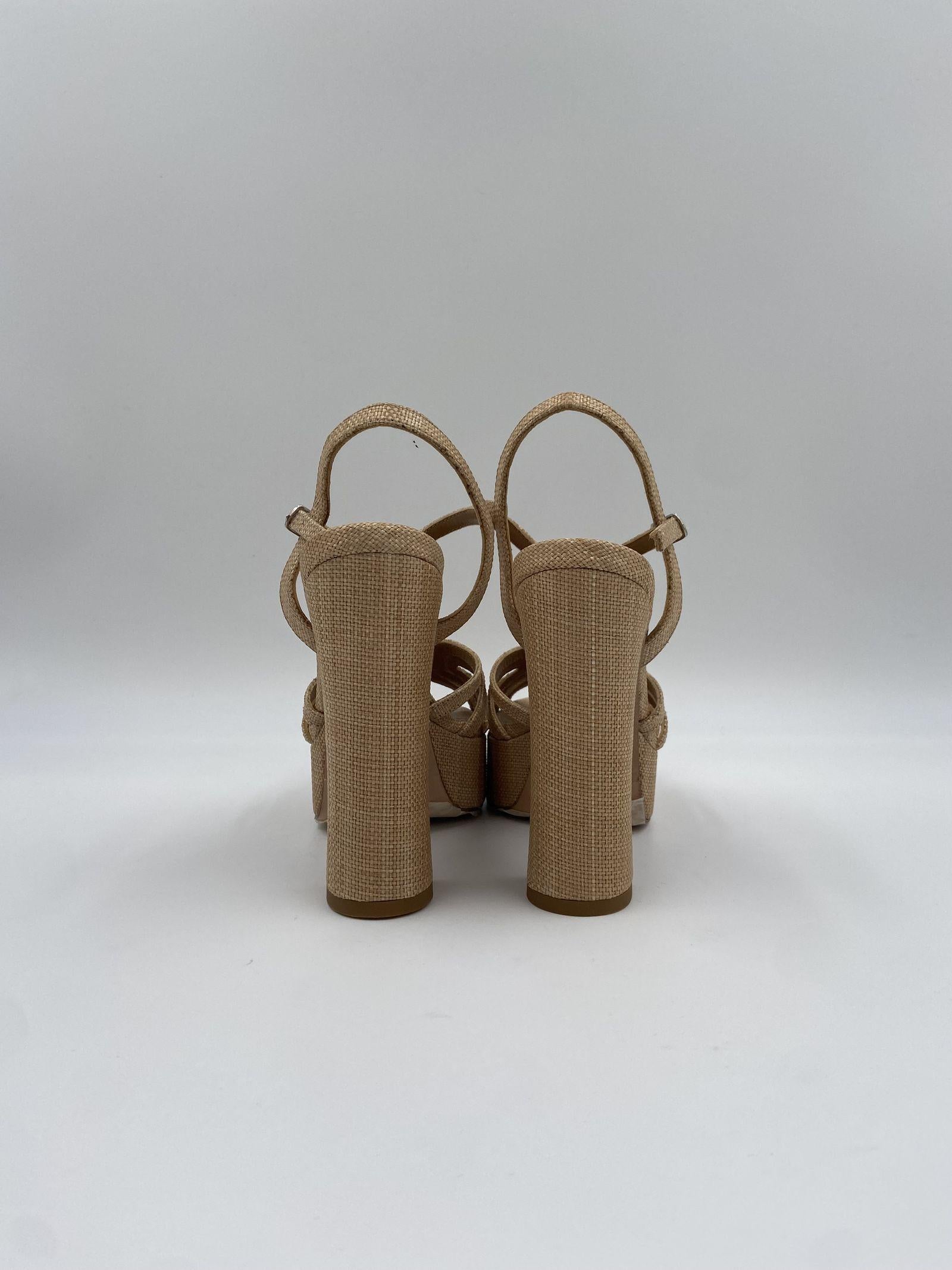 Sandalo con plateau in rafia H2316 BEIGE OFELIA 