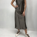 Abito lungo in raso - Ofelia D160 TAUPE OFELIA 