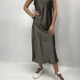 Abito lungo in raso - Ofelia D160 TAUPE OFELIA 