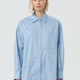 Camicia over in popeline con strass