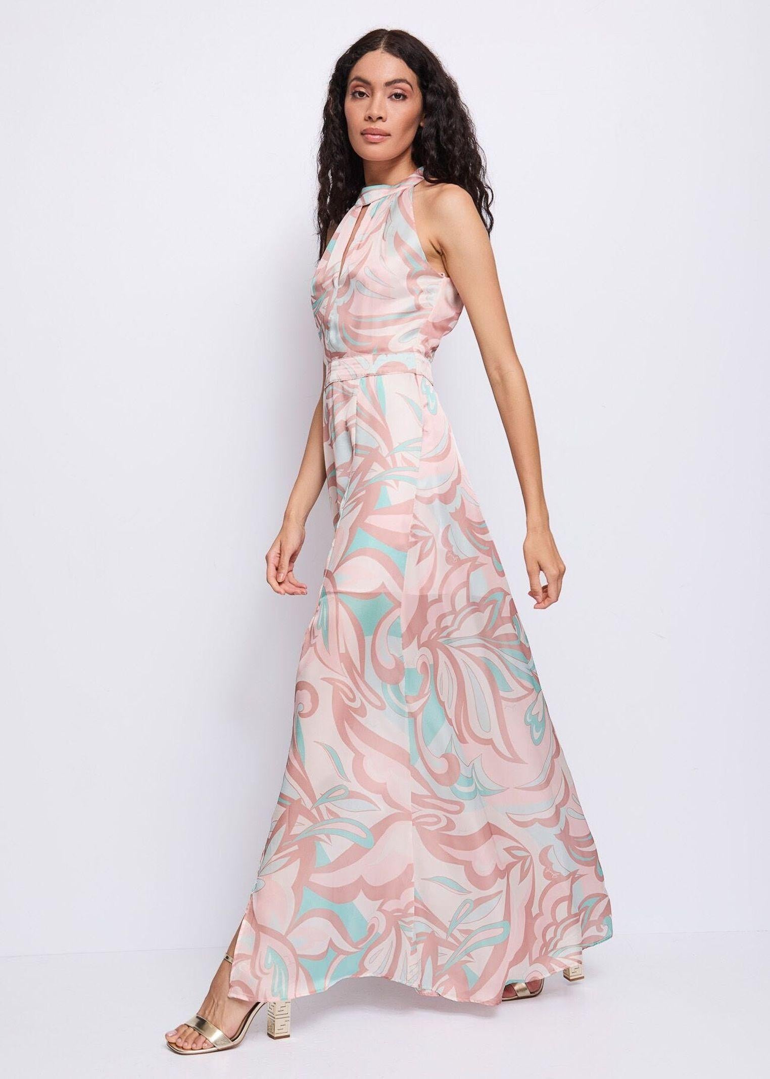 Abito lungo con stampa floreale e spacco 511FD15006 51103801 GAUDI' 