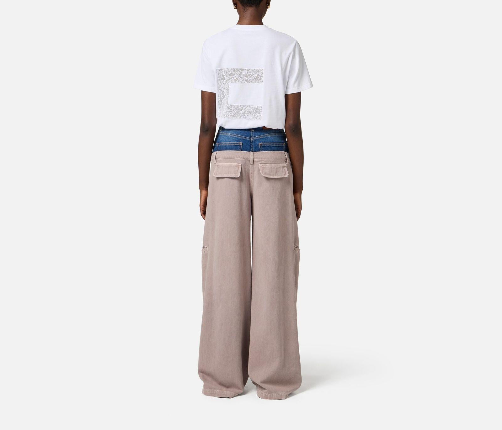 Pantalone cargo in cotone con baschina - Elisabetta Franchi PJ92D51E2 DL8 ELISABETTA FRANCHI 