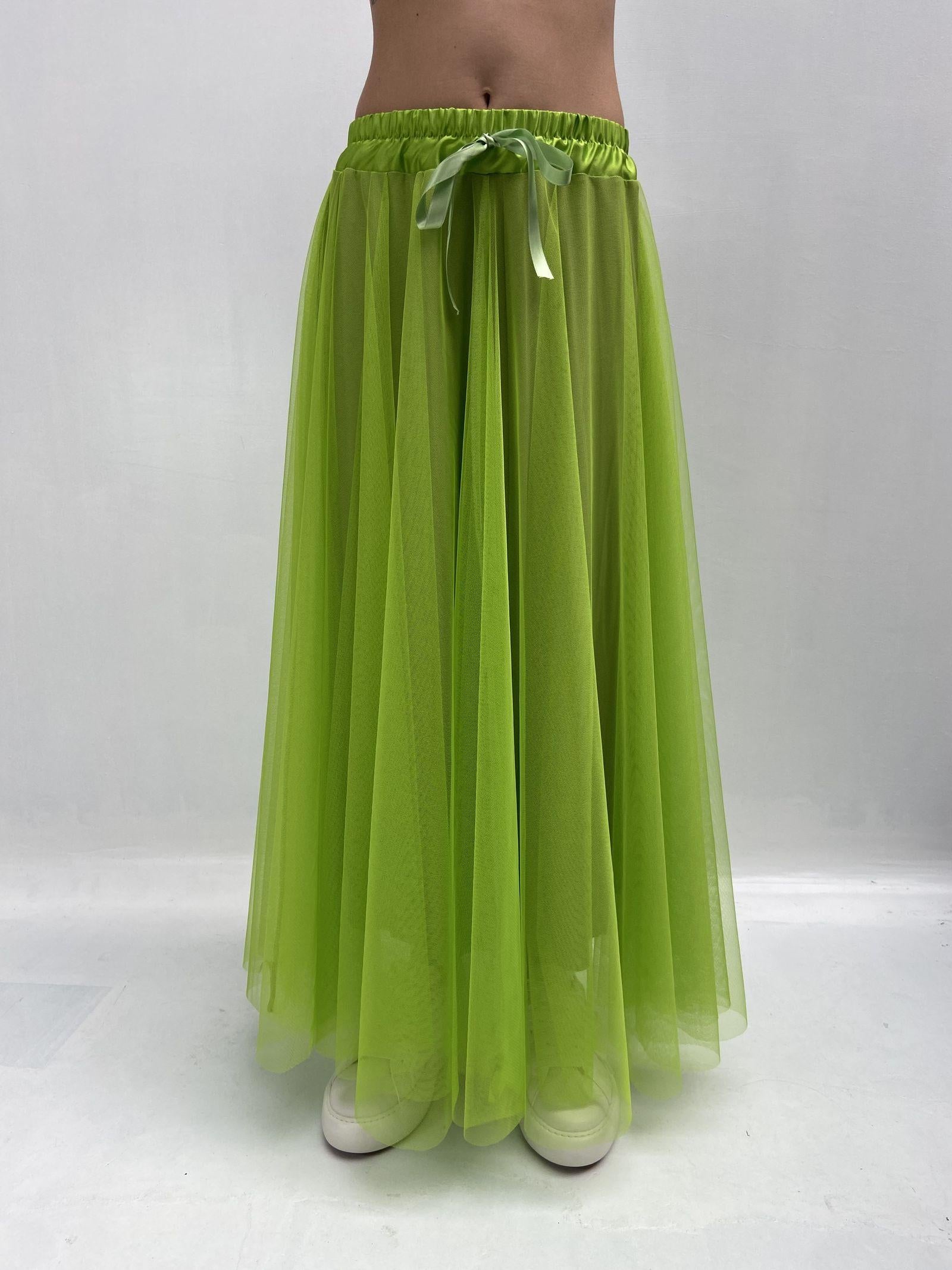 Gonna lunga in tulle MK04.015 LIME OFELIA 