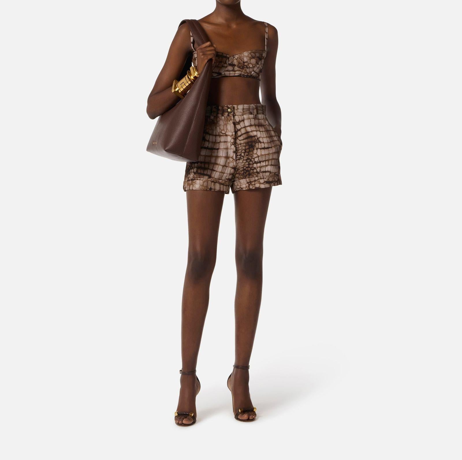 Shorts stampa alligatore - Elisabetta Franchi SH00361E2 644 ELISABETTA FRANCHI 