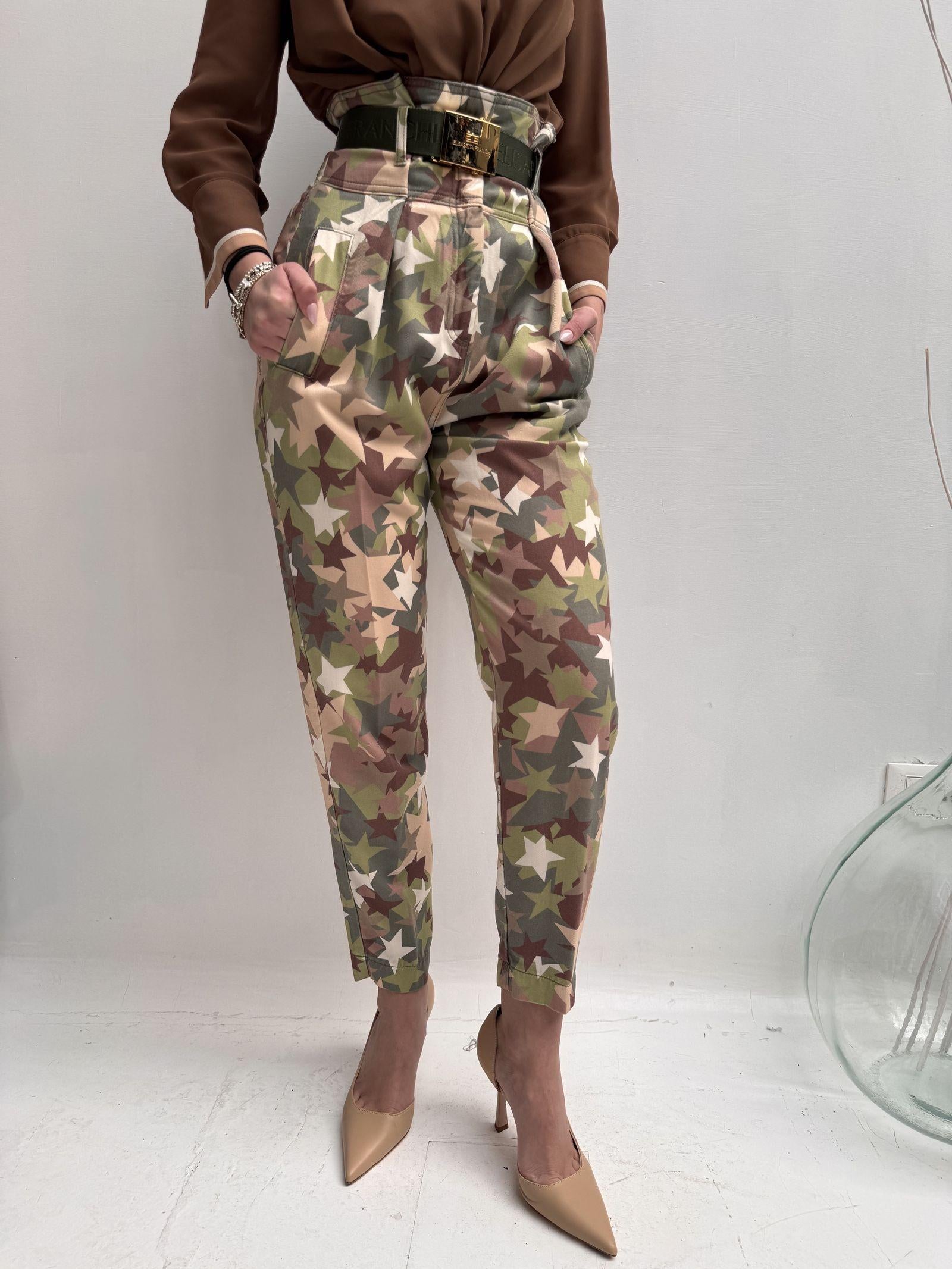 Pantalone camouflage con cintura - Elisabetta Franchi PJ73D06E2 W73 ELISABETTA FRANCHI 