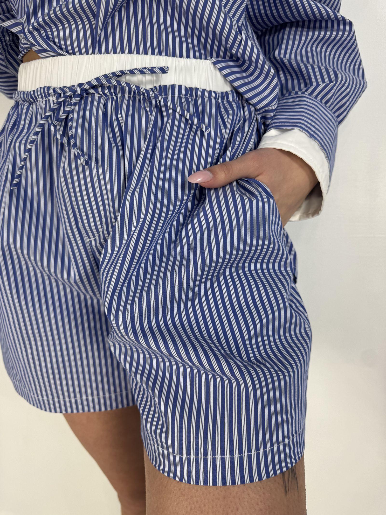 Shorts in popeline a righe - Eleh SS260035 BLU ELEH 