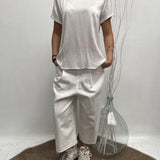 T- shirt girocollo satinata - Ofelia MS2003 BIANCO OFELIA 