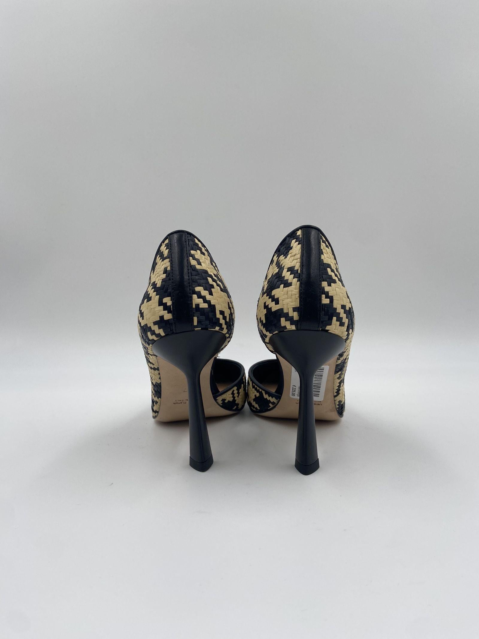 Sandalo in rafia con apertura laterale H2237 NEROBEIGE OFELIA 