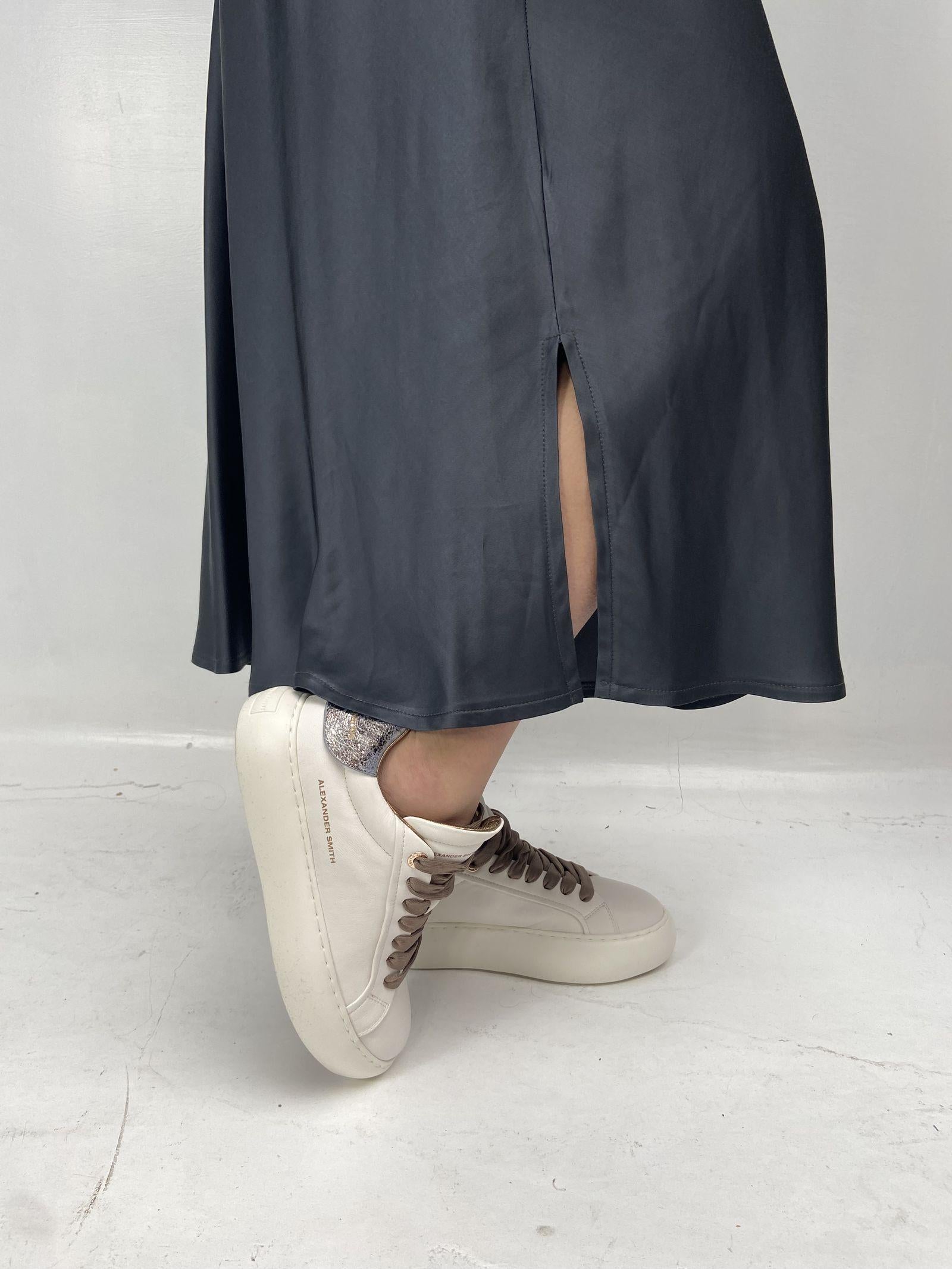 Abito lungo in raso - Ofelia D160 GRIGIO OFELIA 