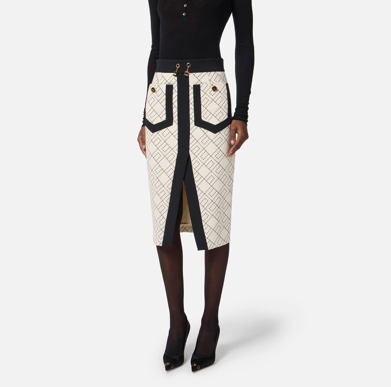 Gonna bicolor in doppio crepe - Elisabetta Franchi GOS0156E2 EF1 ELISABETTA FRANCHI 