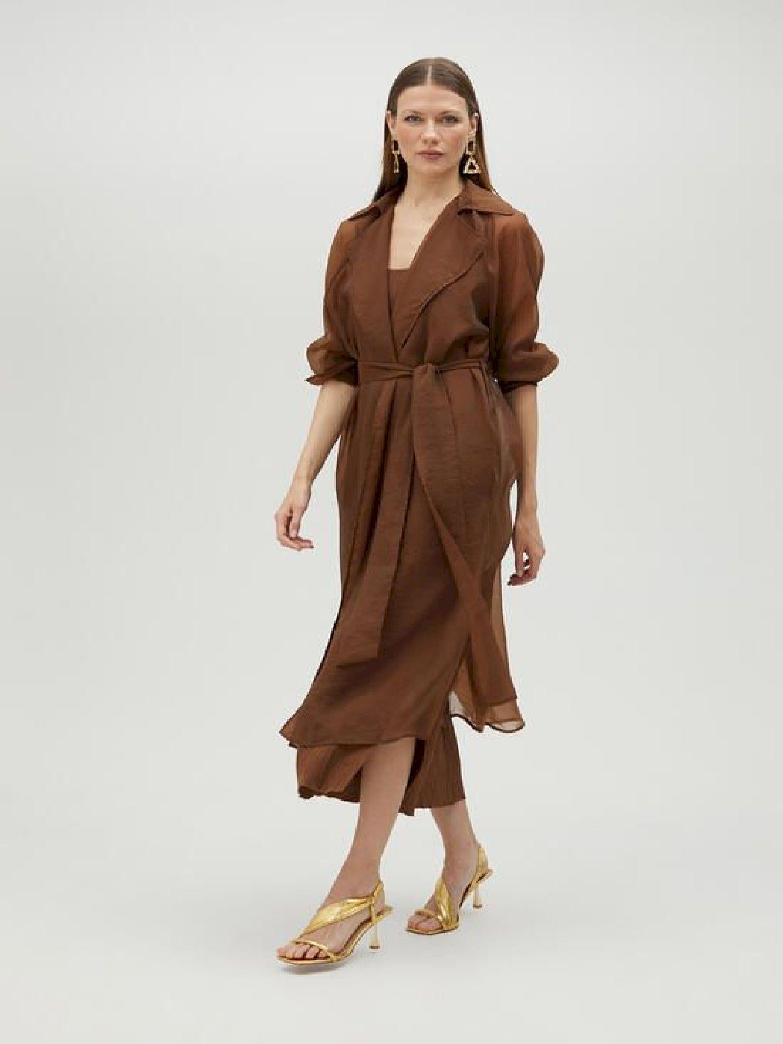Trench lungo in organza con cintura MS2502018 057 MAITE 