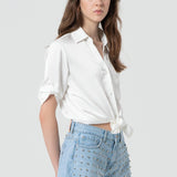 Shorts in denim con pietre