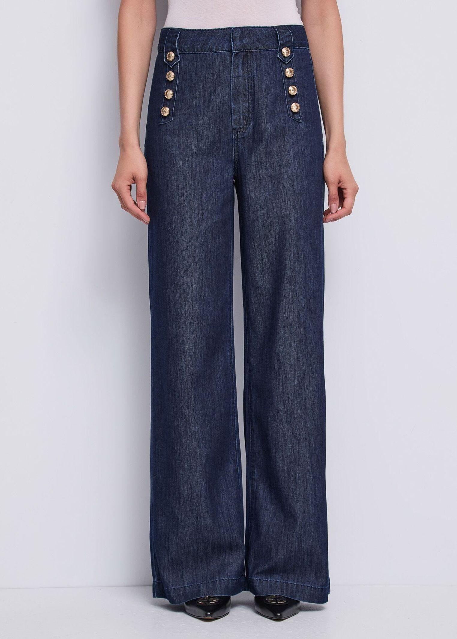 Jeans wide leg con bottoni dorati - Gaudi 611BD26038 00 GAUDI' 