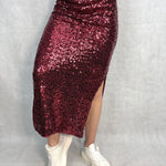 Gonna midi con paillettes - Ofelia MK14E-150 ROSSO OFELIA 
