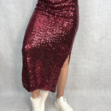 Gonna midi con paillettes - Ofelia MK14E-150 ROSSO OFELIA 