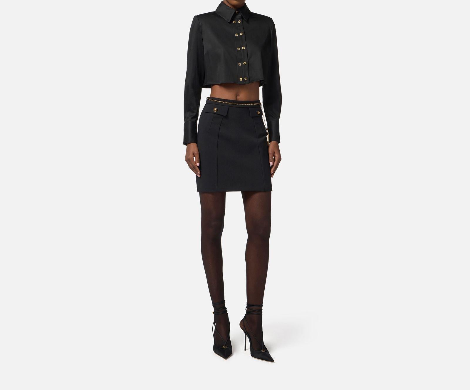 Camicia cropped in raso - Elisabetta Franchi CA09756E2 110 ELISABETTA FRANCHI 