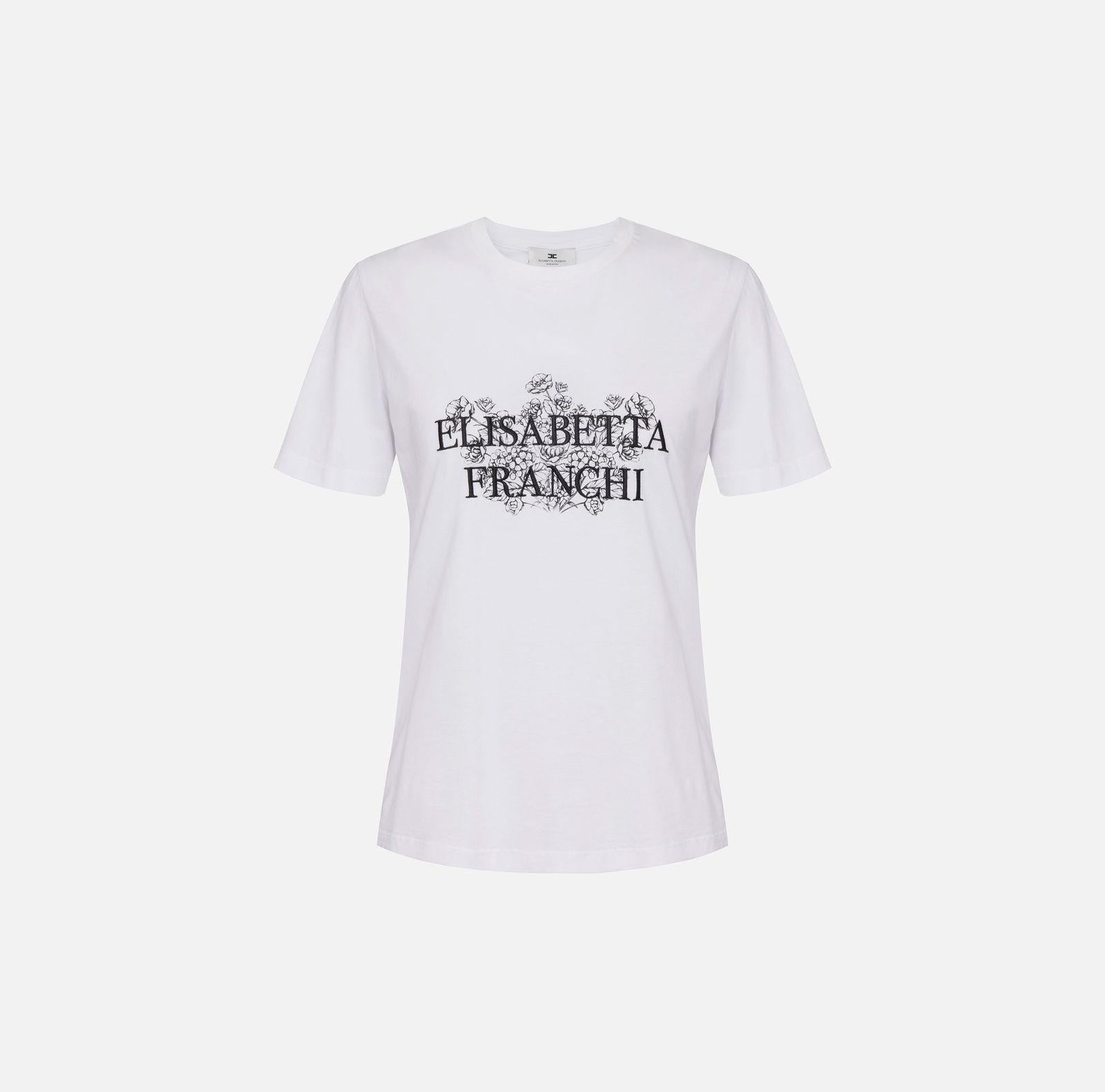 T-shirt con motivo botanico - Elisabetta Franchi MA00351E2 270 ELISABETTA FRANCHI 