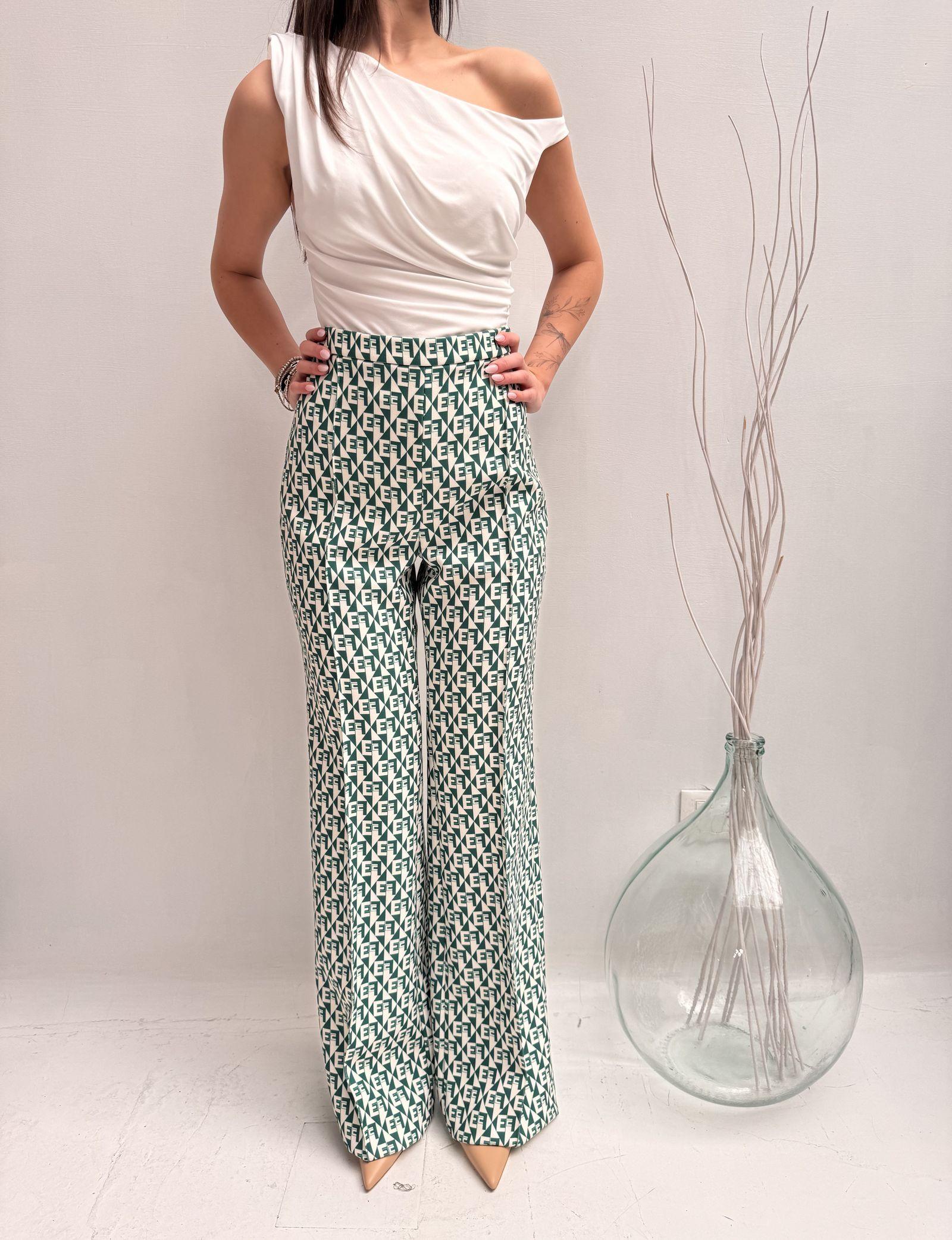 Pantalone stampa geometrica logata - Elisabetta Franchi PA00826E2 AT5 ELISABETTA FRANCHI 