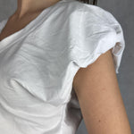 T- shirt scollo a V con manica a sbuffo OY6199 BIANCO OFELIA 