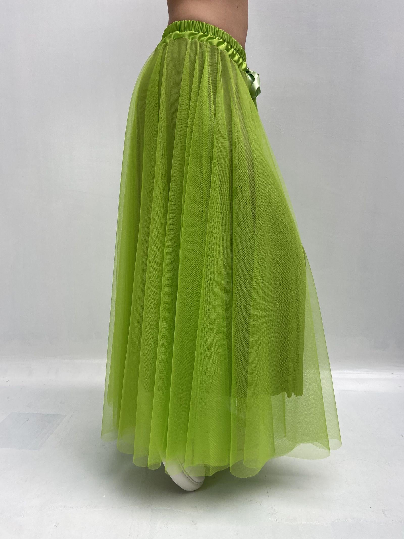 Gonna lunga in tulle MK04.015 LIME OFELIA 