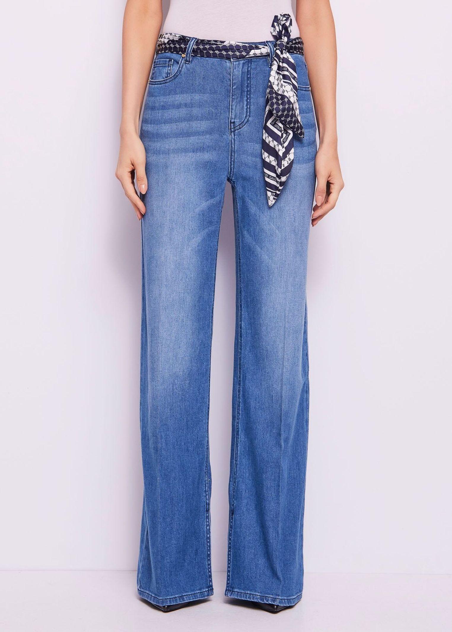 Jeans wide leg con foulard stampato - Gaudi 511BD26009 00 GAUDI' 
