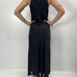 Abito lungo in raso D160 NERO OFELIA 