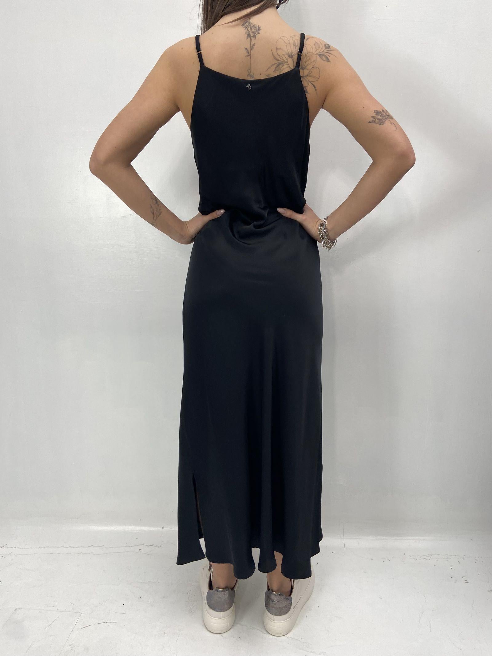 Abito lungo in raso D160 NERO OFELIA 