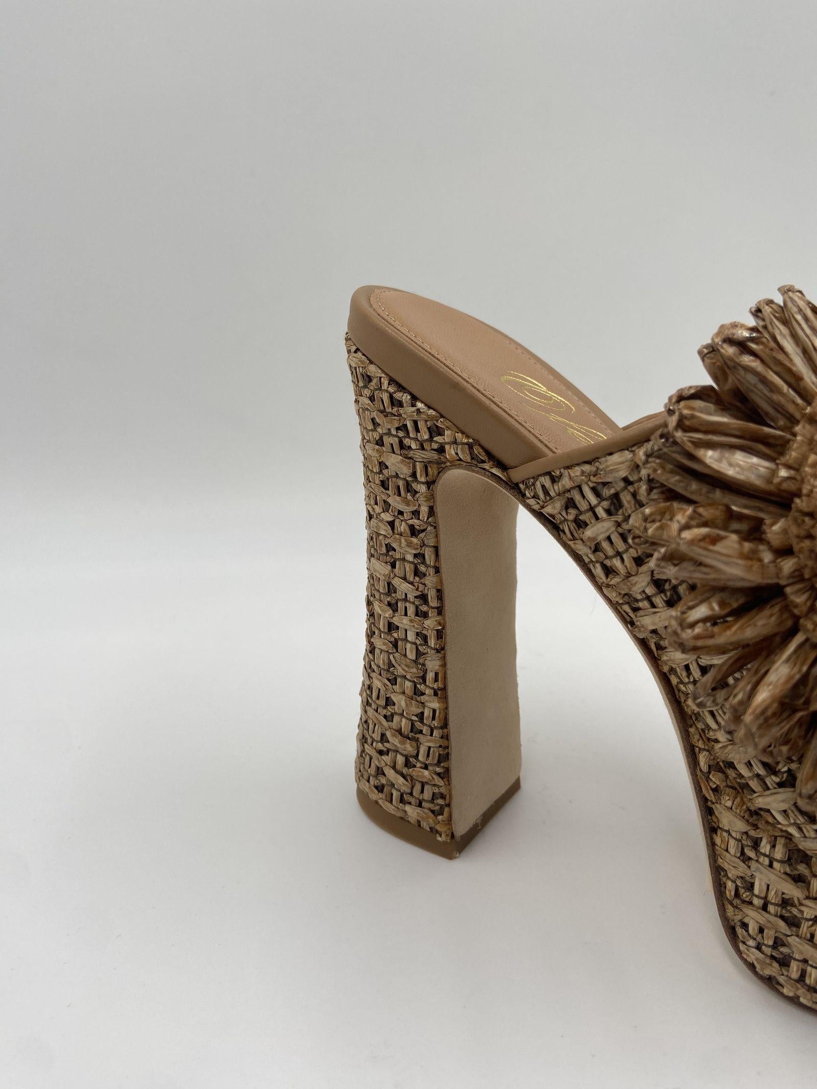 Sabot aperto in rafia con fiore 2588 BEIGE OFELIA 