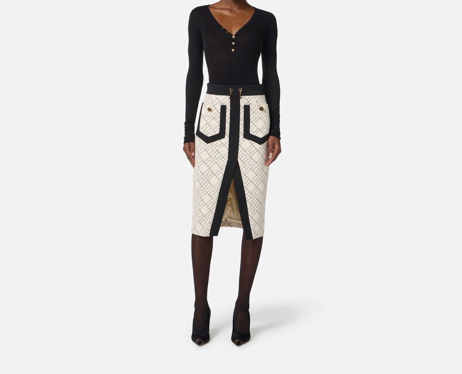 Gonna bicolor in doppio crepe - Elisabetta Franchi GOS0156E2 EF1 ELISABETTA FRANCHI 