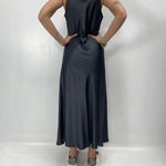 Abito lungo in raso D160 GRIGIO OFELIA 