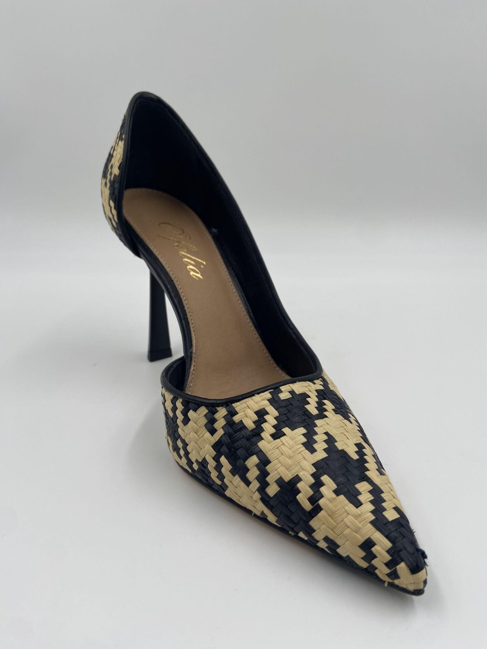 Sandalo in rafia con apertura laterale H2237 NEROBEIGE OFELIA 