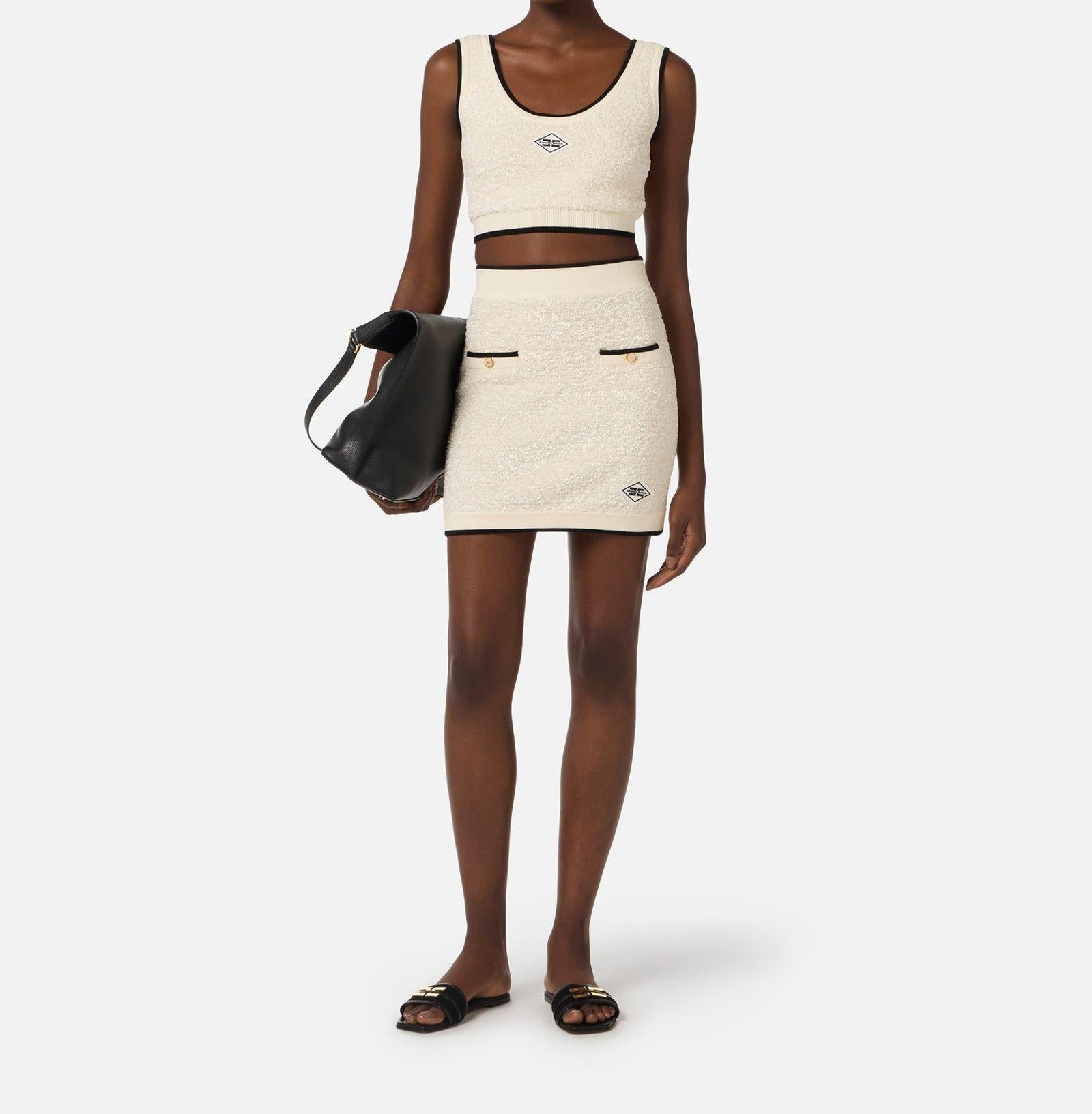 Top in ciniglia bouclè - Elisabetta Franchi TK64S61E2 E84 ELISABETTA FRANCHI 