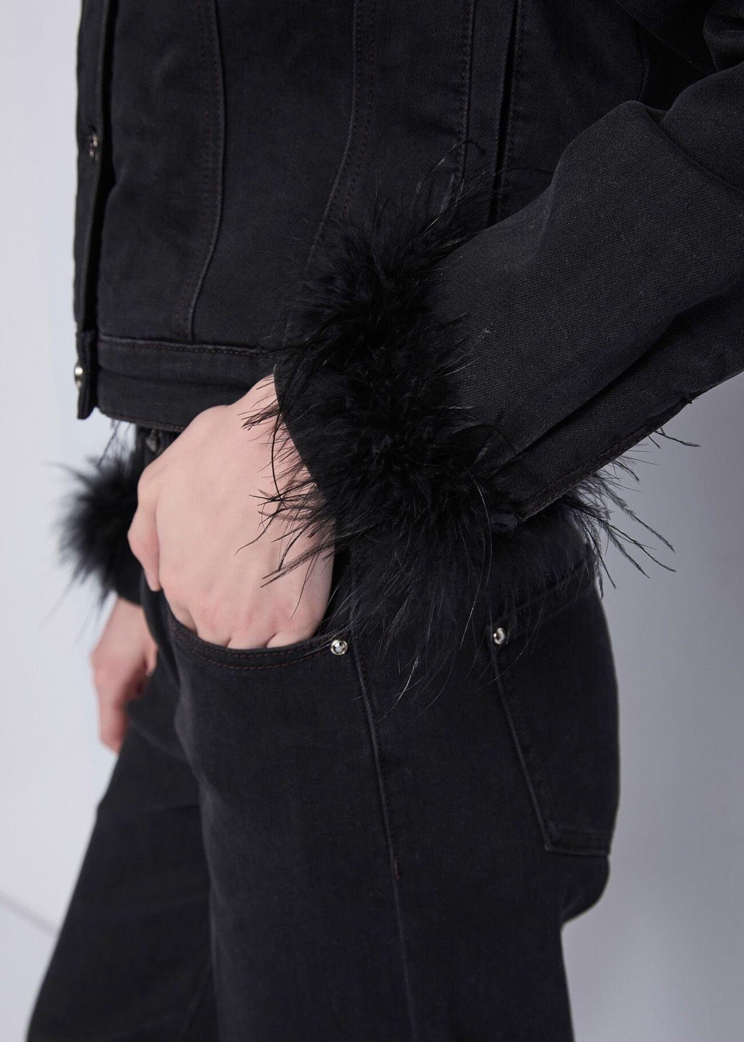 Giubbotto in denim con piume 521FD36001 00 GAUDI' 