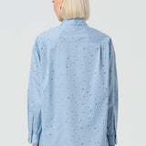 Camicia over in popeline con strass