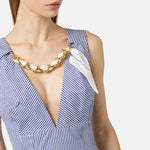 Abito con foulard gioiello - Elisabetta Franchi AB95762E2 019 ELISABETTA FRANCHI 