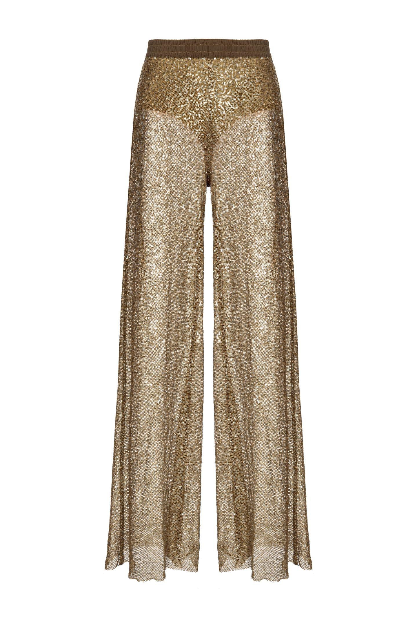 Pantalone palazzo rete paillettes 105009-A2EX X26 PINKO 