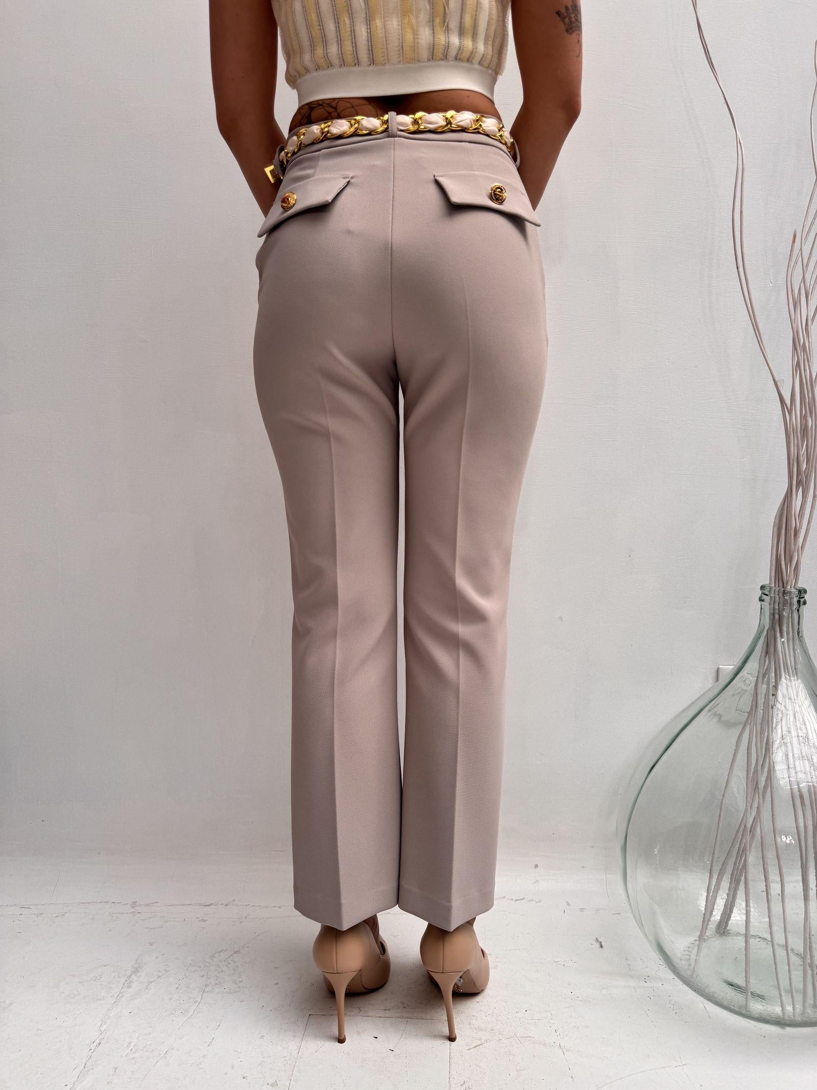 Pantalone con cintura intrecciata - Elisabetta Franchi PAT1641E2 155 ELISABETTA FRANCHI 