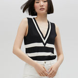 Top in maglia bicolore